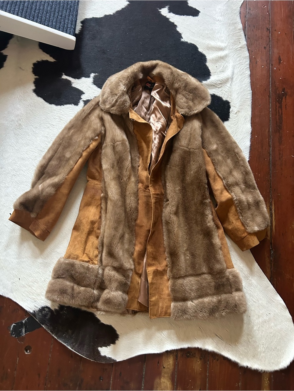 Brown Shearling Trench Coat - Women's Luxe Suede and Fur